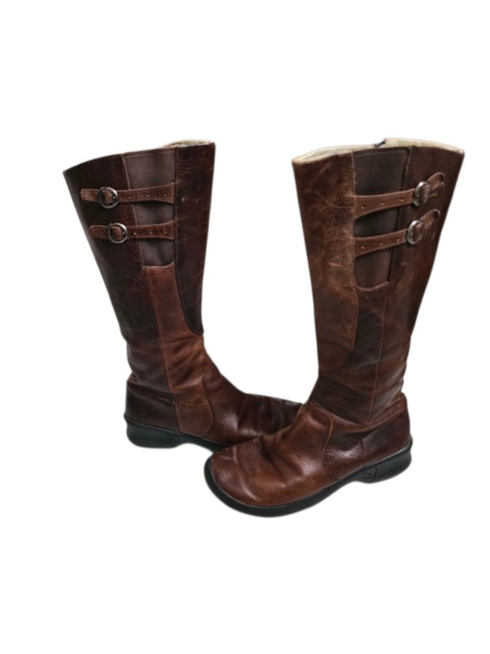 KEEN Bern Baby Bern Tall Leather Boots Women’s Approx Size 9 Brown Buckle